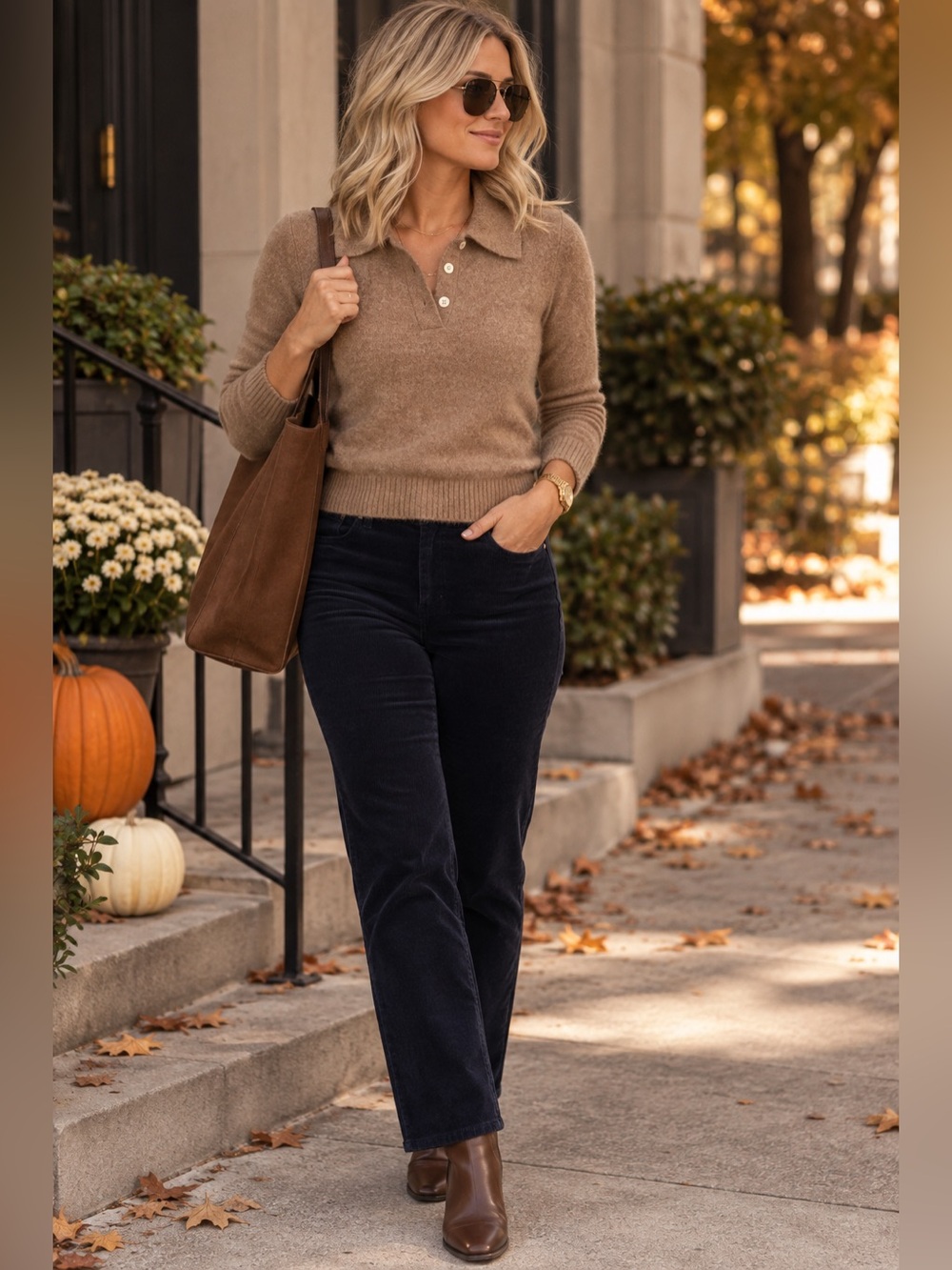 Everlane Camel Tan 100% Wool Collared Polo Sweater Size Large